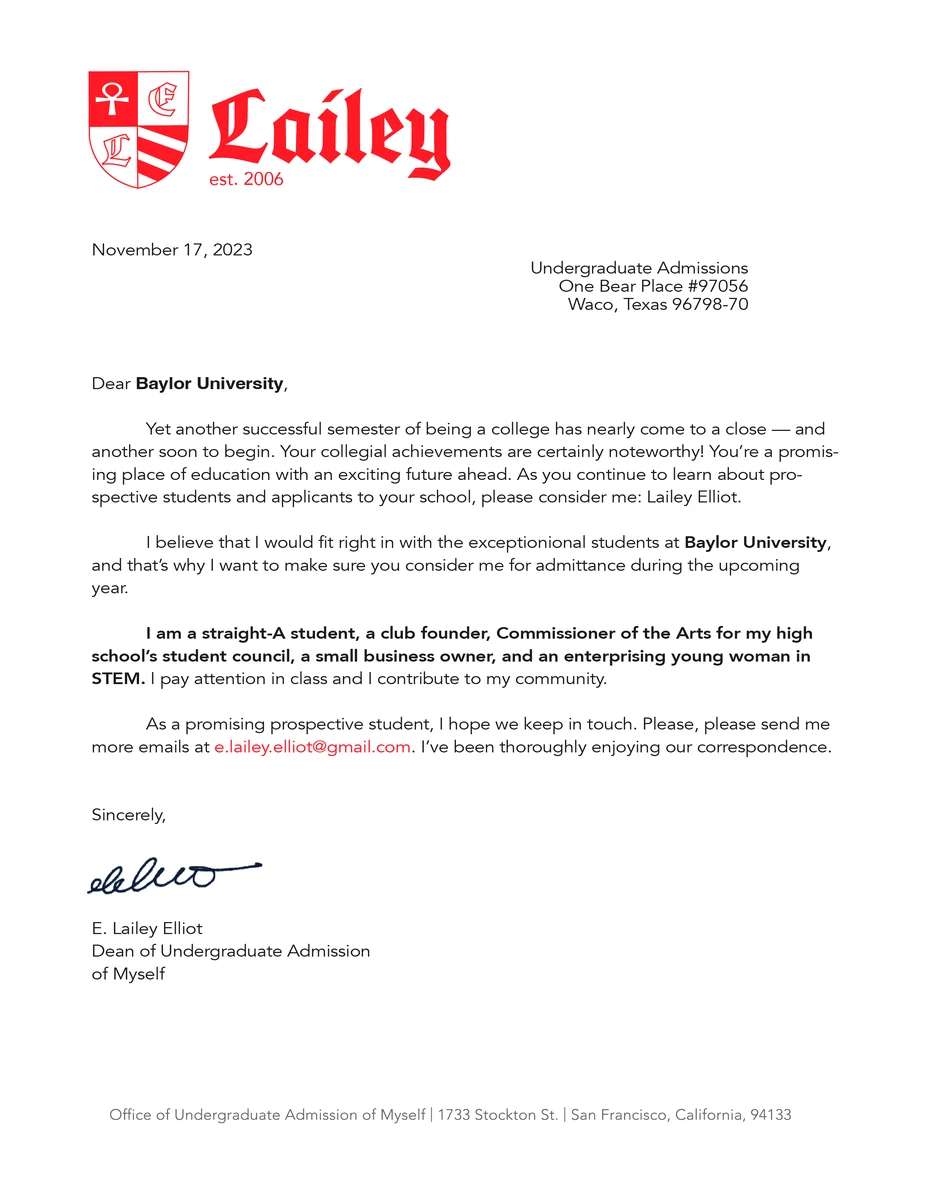 Lailey press kit letter